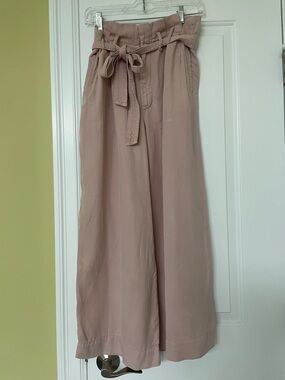 Anthropologie Blush Pink High-Waist Paperbag Pants